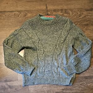 Y2k LC Lauren Conrad Green Gray Knit Women's Sweater Medium Stretch Soft